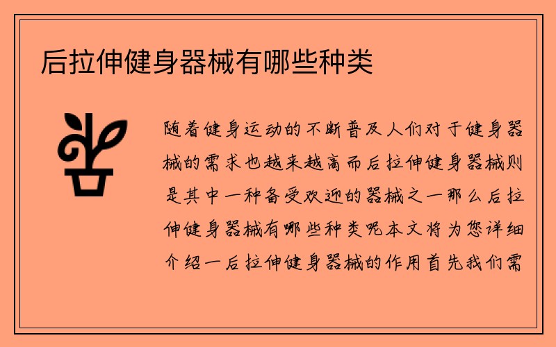 后拉伸健身器械有哪些种类