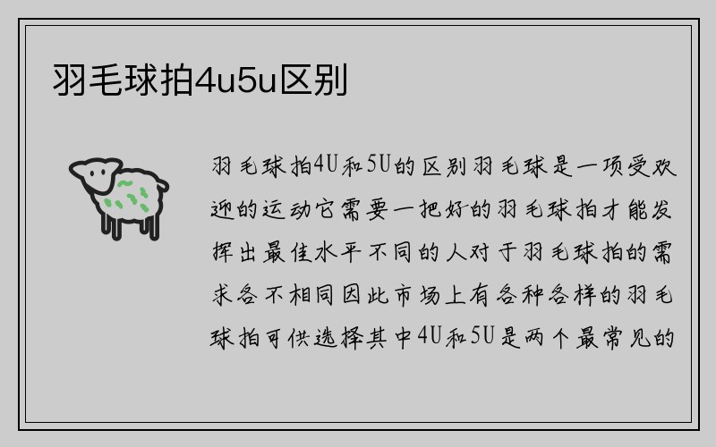 羽毛球拍4u5u区别