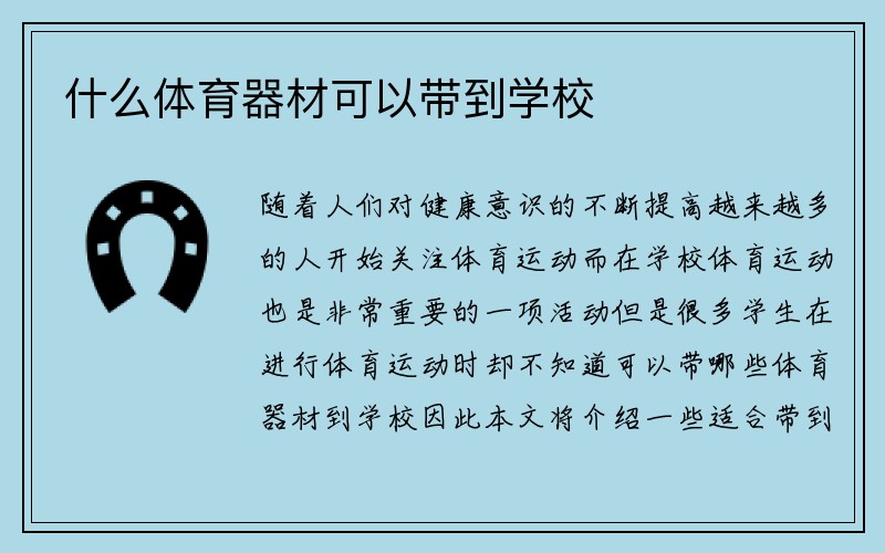 什么体育器材可以带到学校