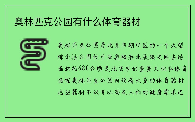 奥林匹克公园有什么体育器材